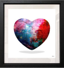 Cosmic Heart - Small Size - White Background - Black Framed