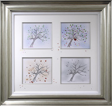 Four Seasons (2021) Square - Original Sketch - Silver Framed