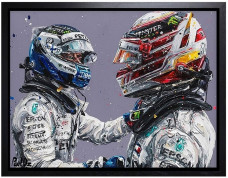Hamilton & Bottas 18 - Canvas - Artist Proof Black Framed - Framed Box Canvas