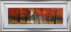 Small Pond In The Wood - Original - Silver Framed