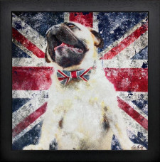Union Jack Pug - Original - Black Framed