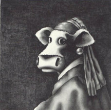 Study Of The Cow With The Pearl Earring - Mounted