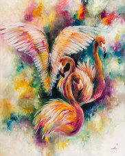 Flamboyant (Flamingos) - Canvas - Framed